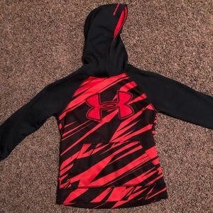 Red and Black Under Armour hoodie